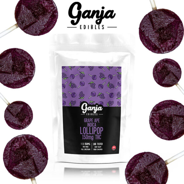 GANJA LOLLIPOPS - GRAPE APE (INDICA) 150MG THC