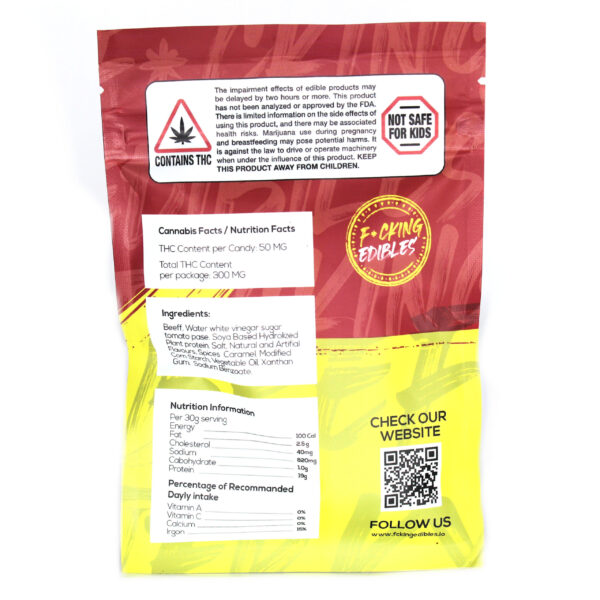 F*cking Edibles - Hot & Spicy Beef Jerky (300MG THC) - Image 2