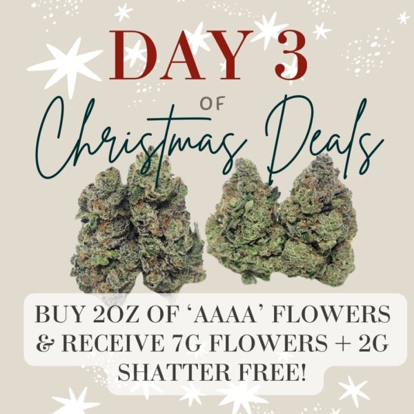 DAY 3 OF XMAS DEALS 🎅 - BUY 2OZ 'AAAA' & GET 7G FLOWERS + 2G SHATTER FREE