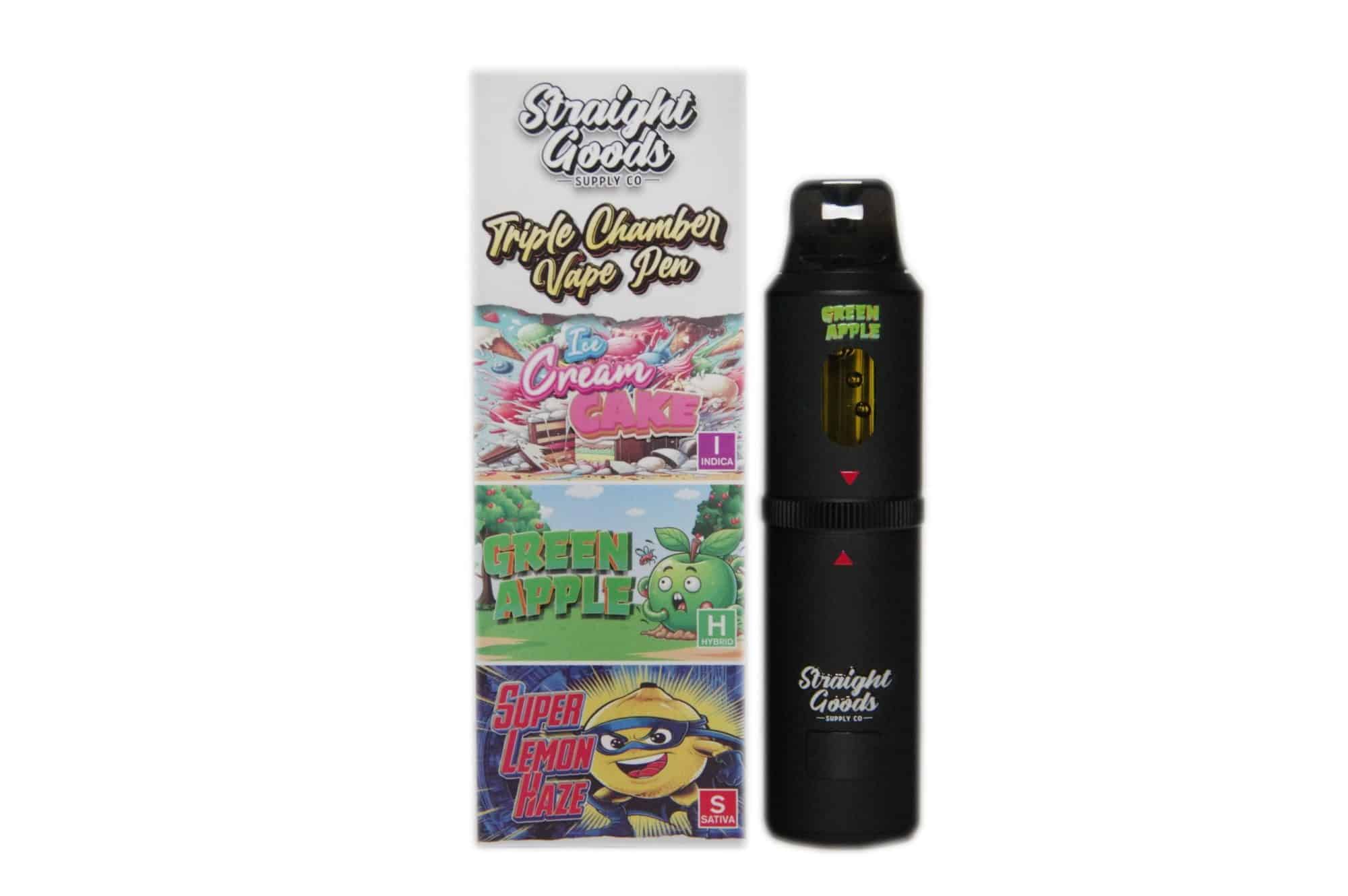Straight Goods - Triple Chamber Vape - Ice Cream Cake + Green Apple + Super Lemon Haze (3 Grams + 3 Grams + 3 Gram)
