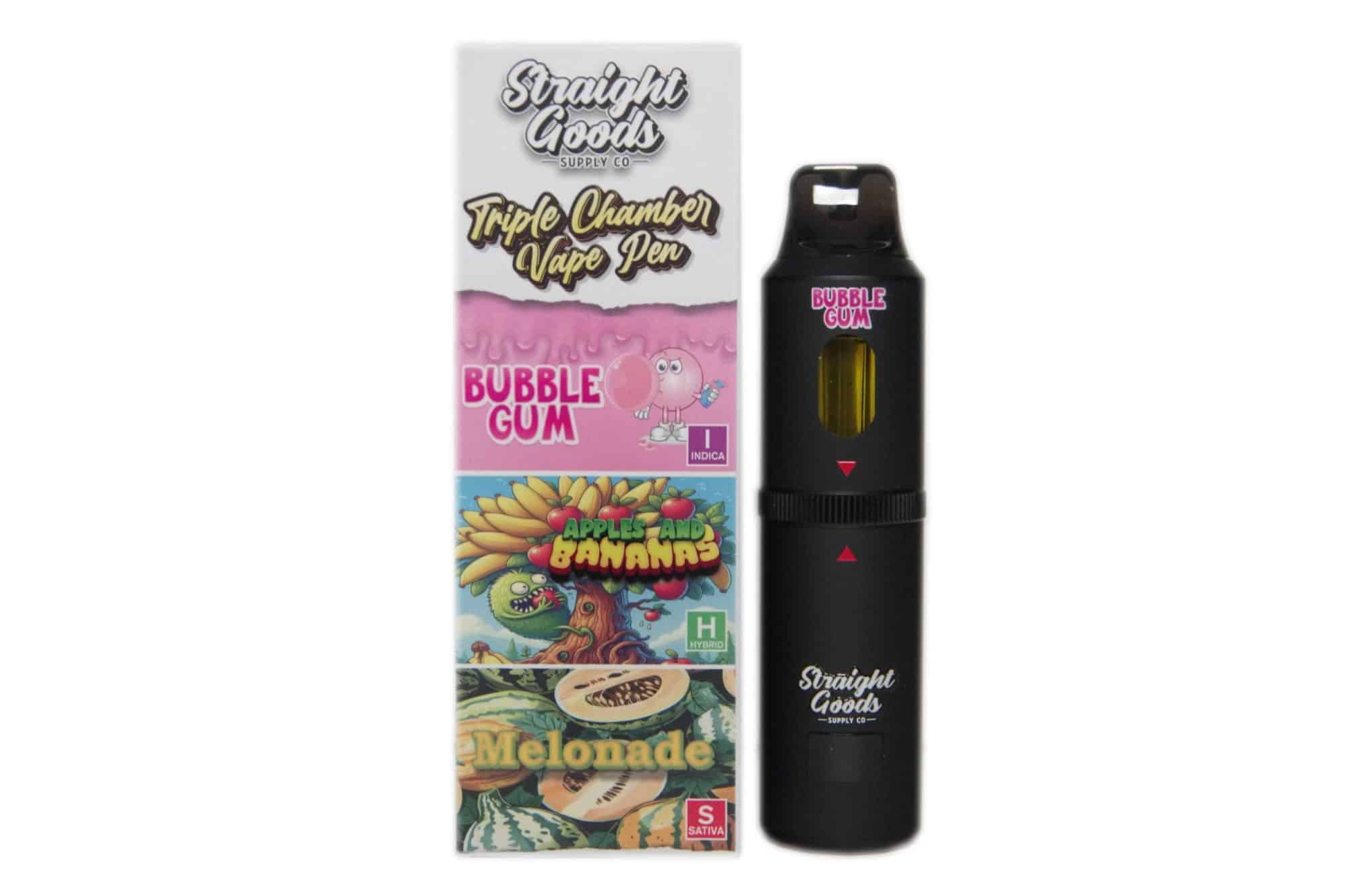 Straight Goods - Triple Chamber Vape - Bubble Gum + Apples and Banana + Melonade (3 Grams + 3 Grams + 3 Gram)