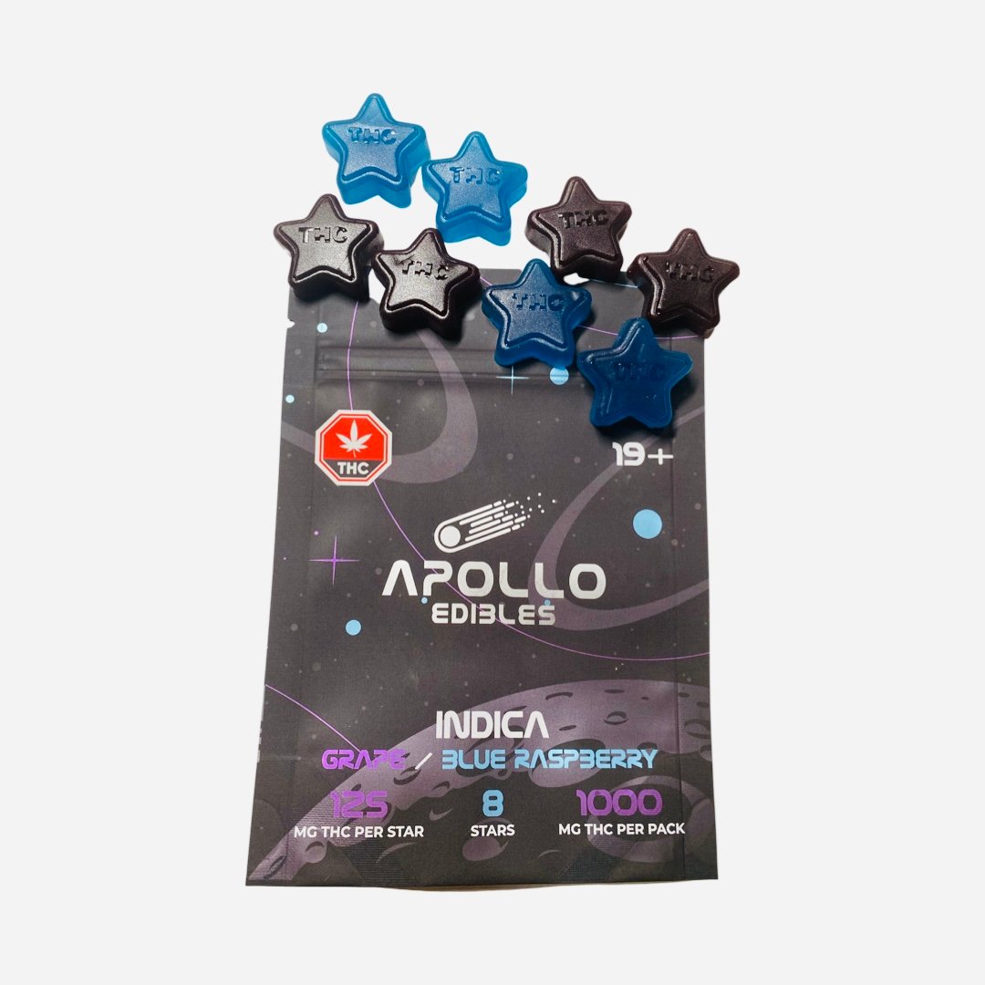 Apollo Edibles - Grape/Blue Raspberry Shooting Stars 1000mg THC Indica