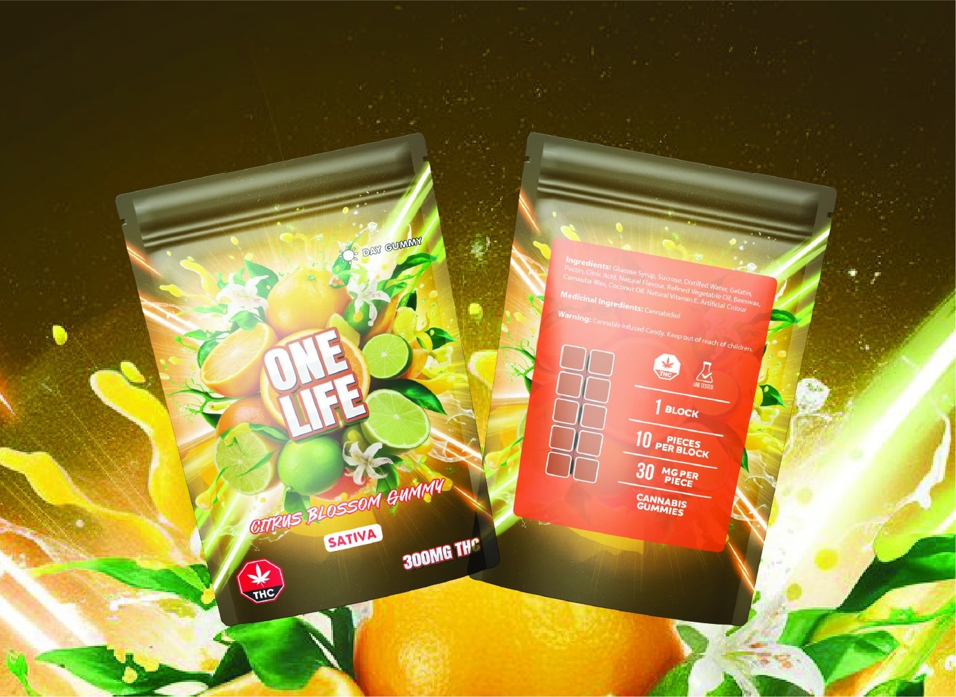 One Life Edibles - Citrus Blossom Gummy - 300mg THC (Sativa)