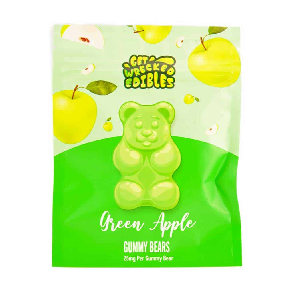 Get Wrecked Edibles - Green Apple Gummy Bears 300mg THC