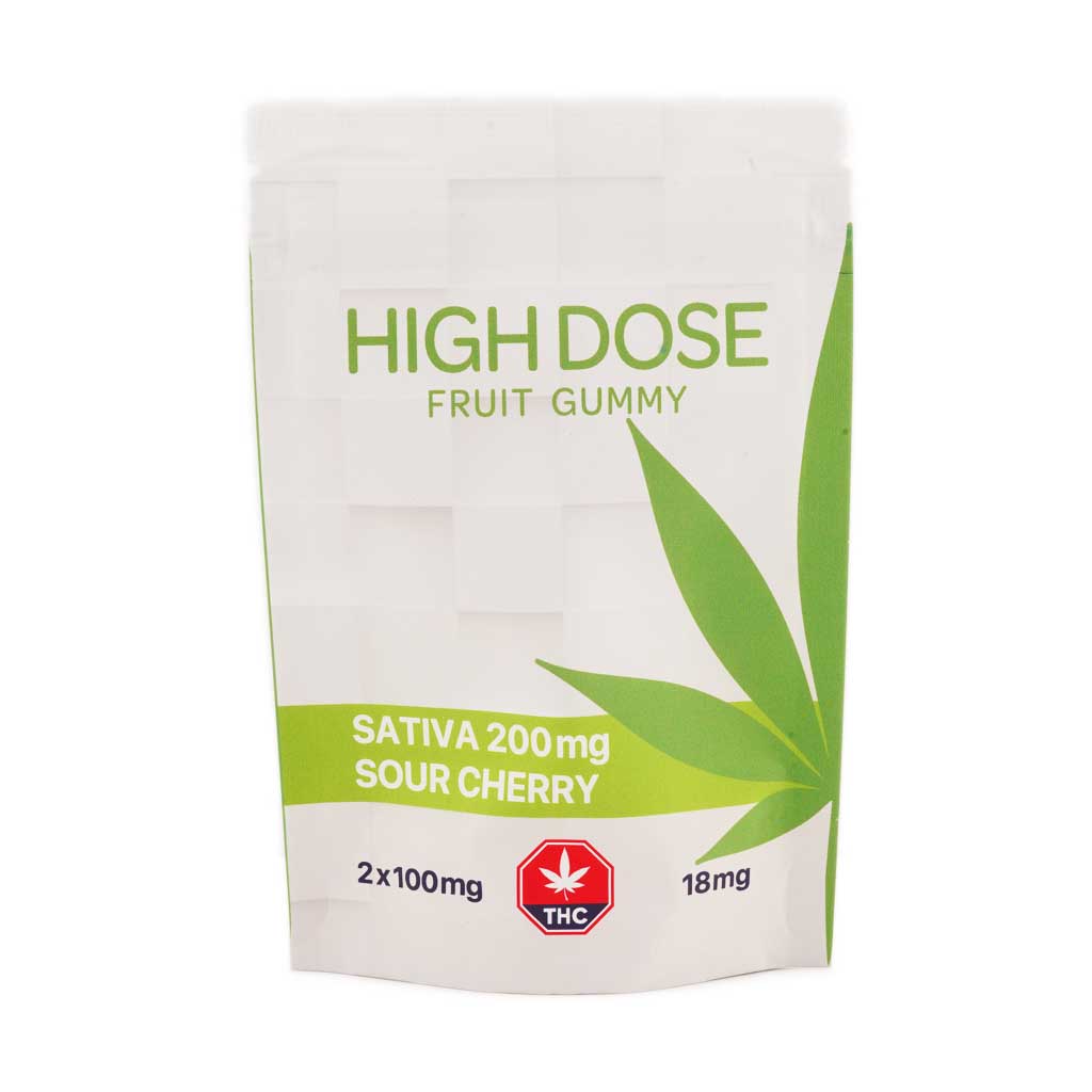 High Dose Fruit Gummy - Sour Cherry 200MG THC (Sativa)