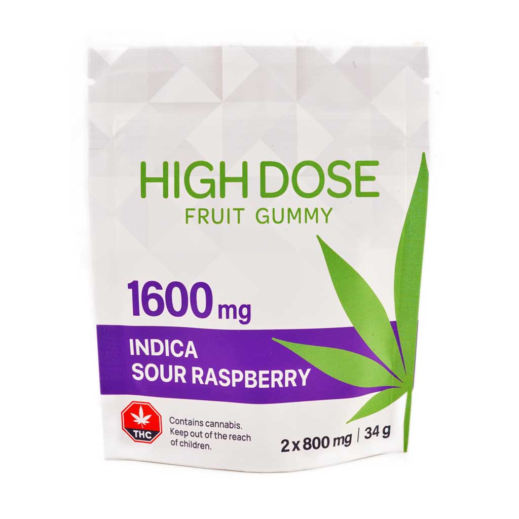 High Dose Fruit Gummy - Sour Raspberry 1600MG THC (Indica)