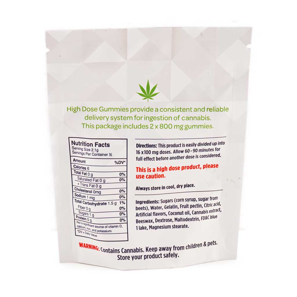 High Dose Fruit Gummy - Sour Raspberry 1600MG THC (Indica) - Image 2