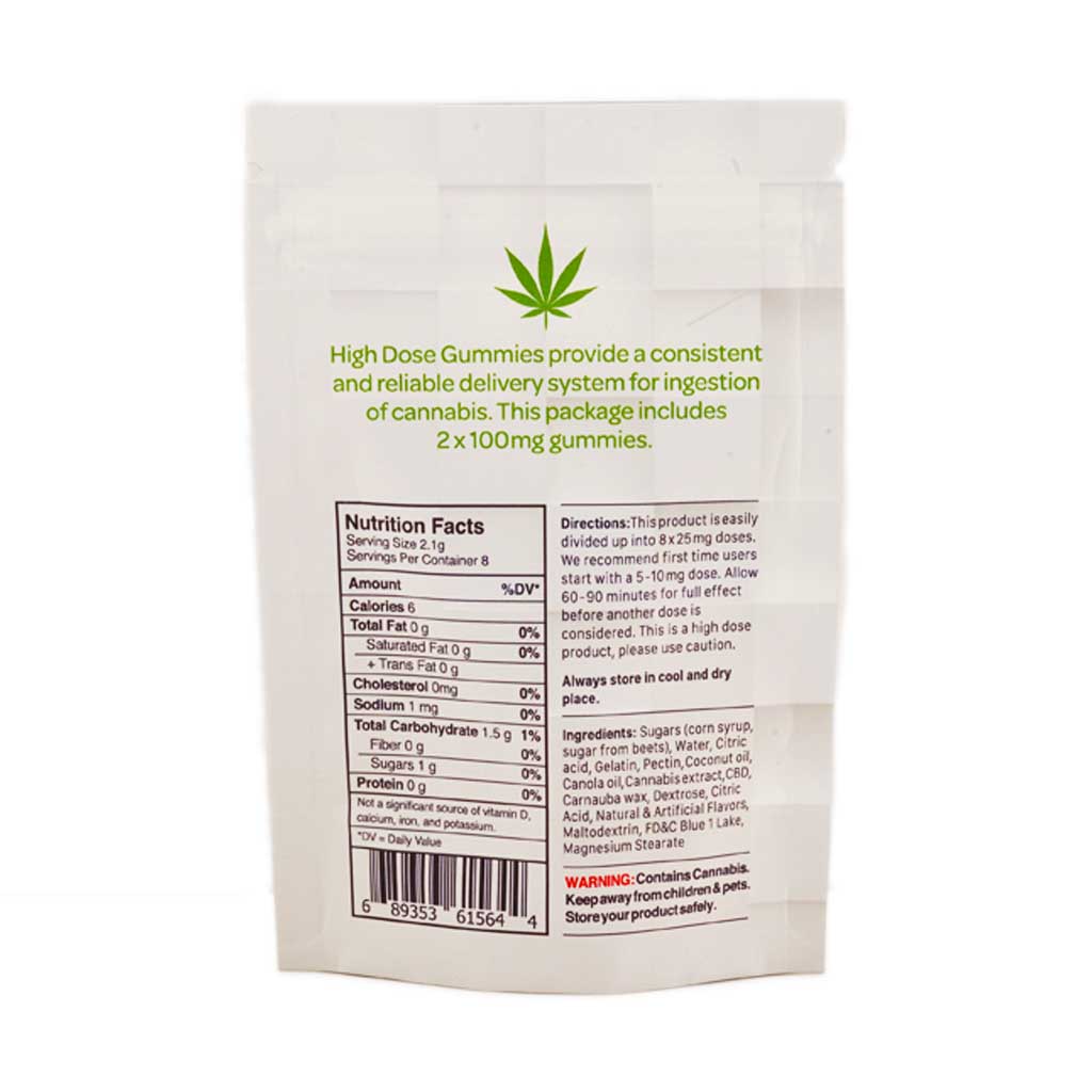High Dose Fruit Gummy - Sour Raspberry 200MG THC (Indica) - Image 2