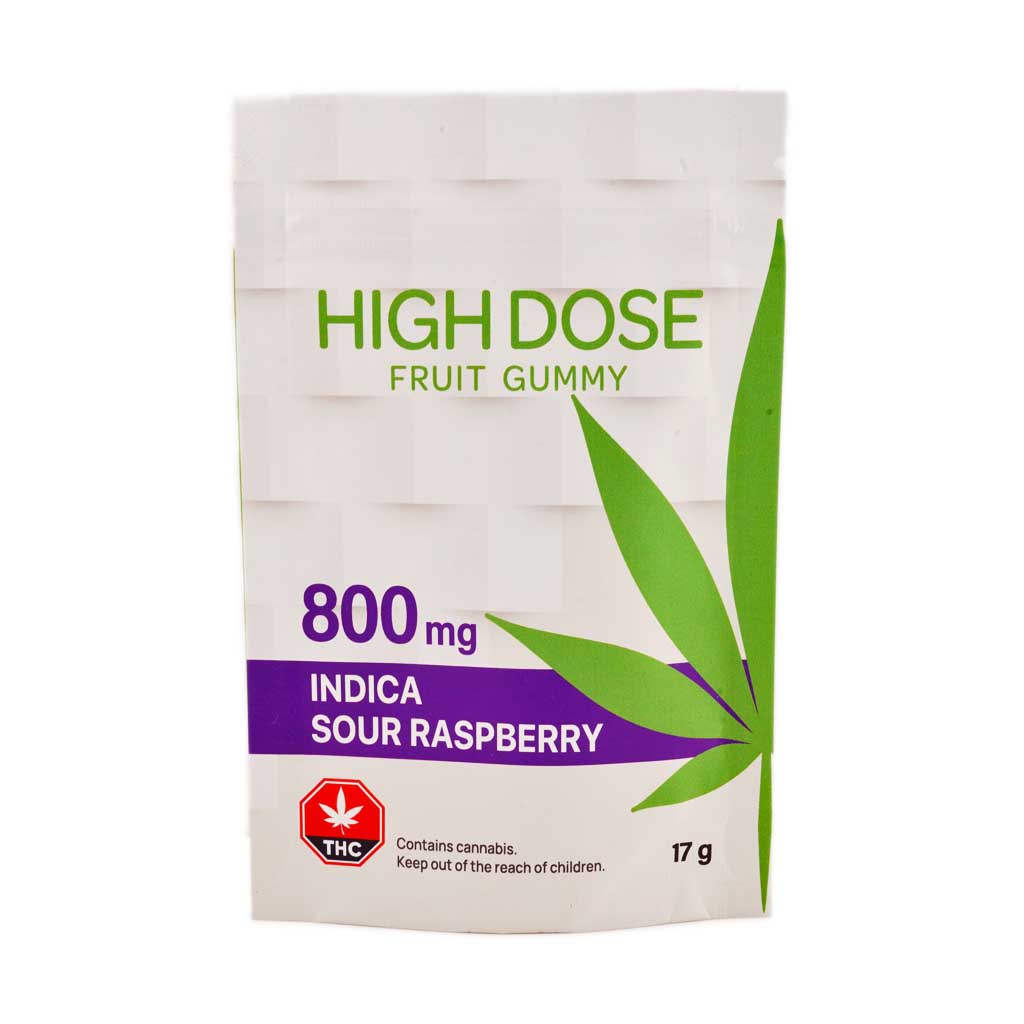 High Dose Fruit Gummy - Sour Raspberry 800MG THC (Indica)