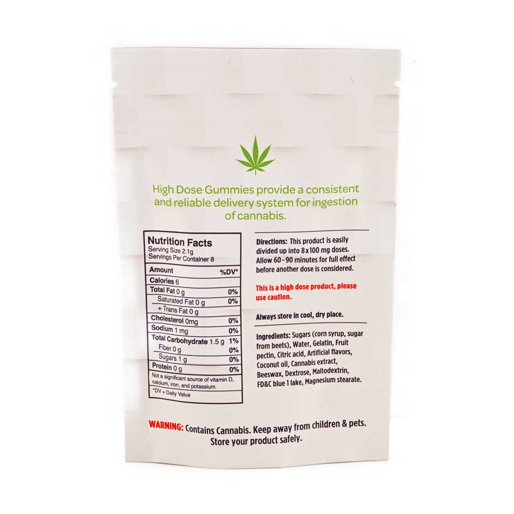 High Dose Fruit Gummy - Sour Raspberry 800MG THC (Indica) - Image 2