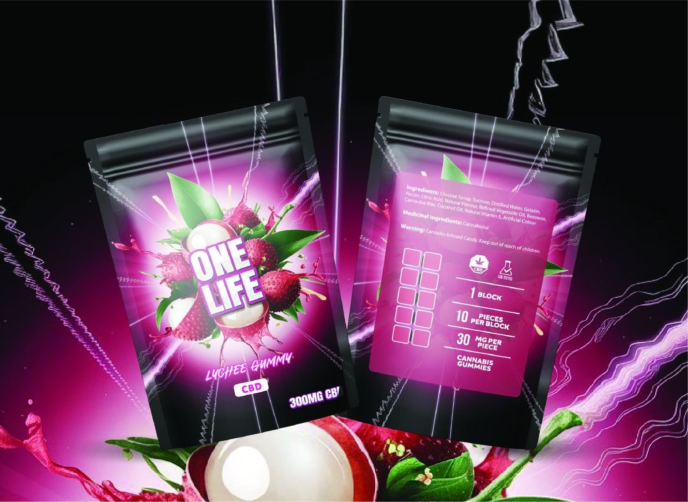 One Life Edibles - Lychee Gummy - 300mg CBD