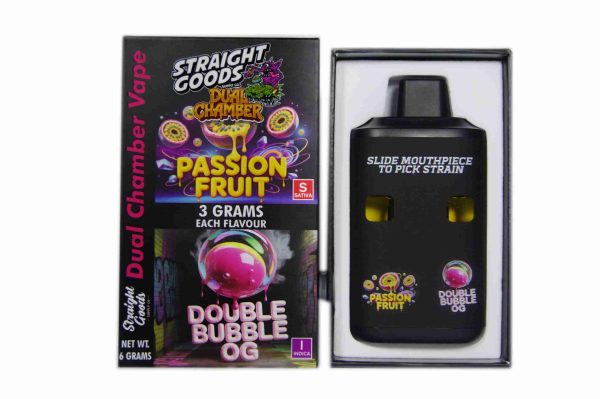 Straight Goods - Dual Chamber Vape - Passion Fruit + Double Bubble OG (3 Grams + 3 Grams)