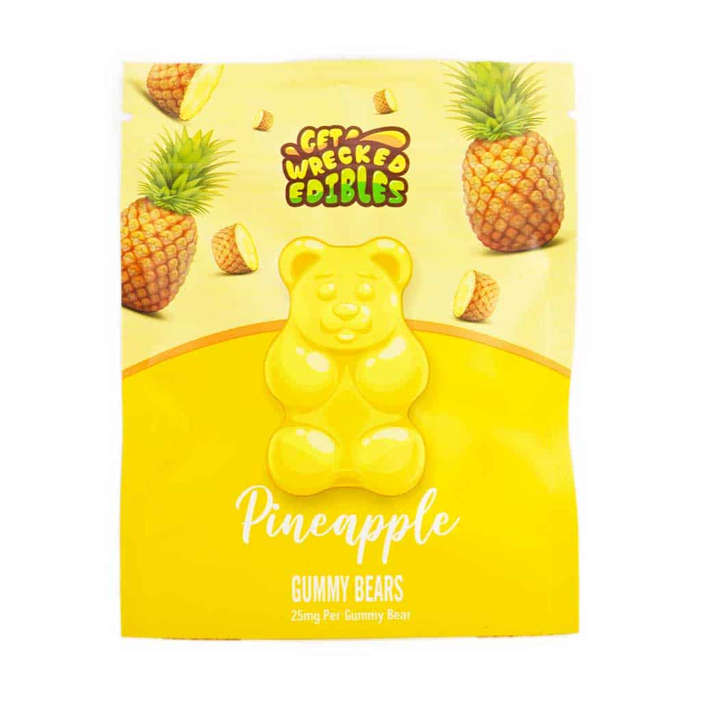 Get Wrecked Edibles - Pineapple Gummy Bears 300mg THC