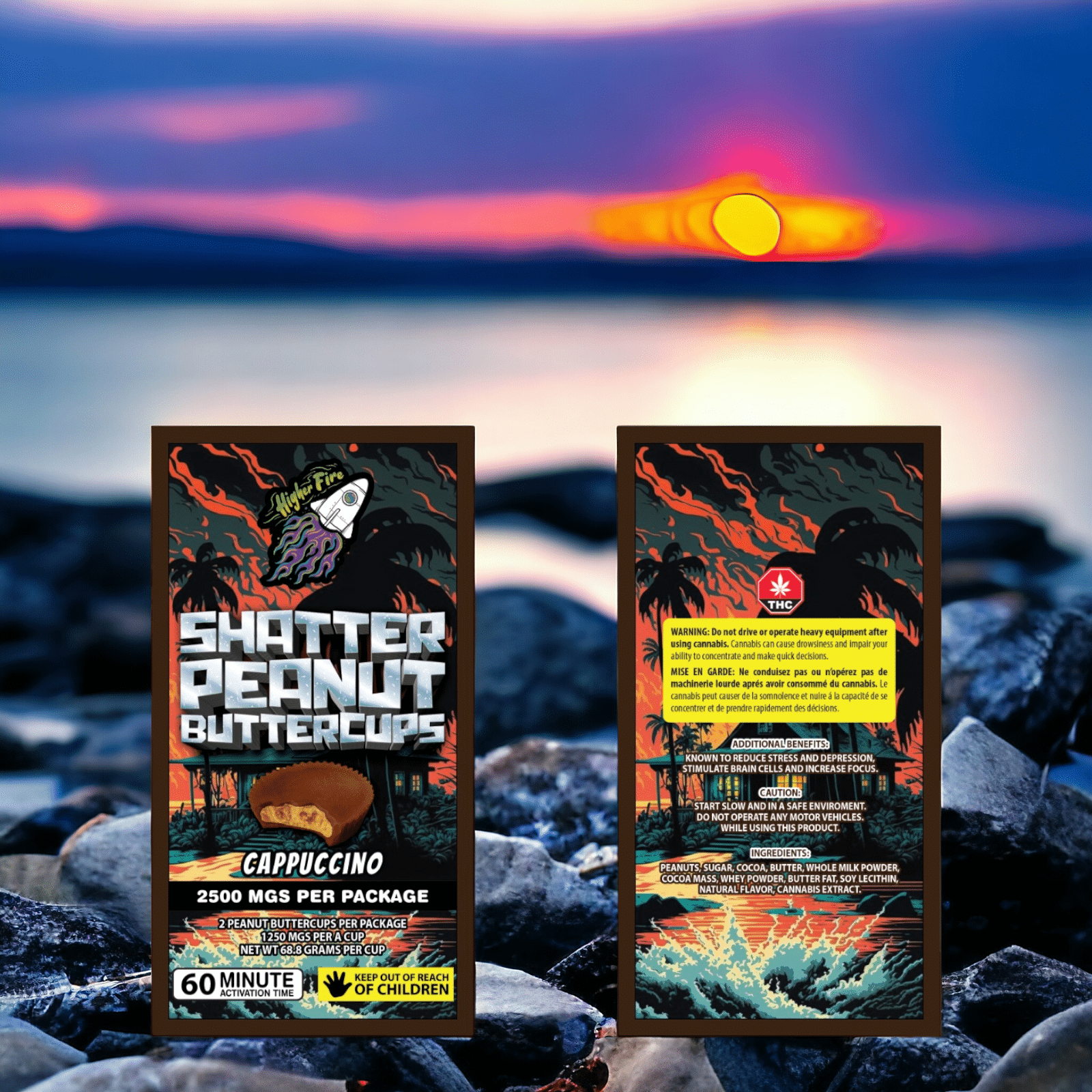 Higher Fire Extracts - Shatter Peanut Butter Chocolate Cups - Cappuccino 2500mg THC