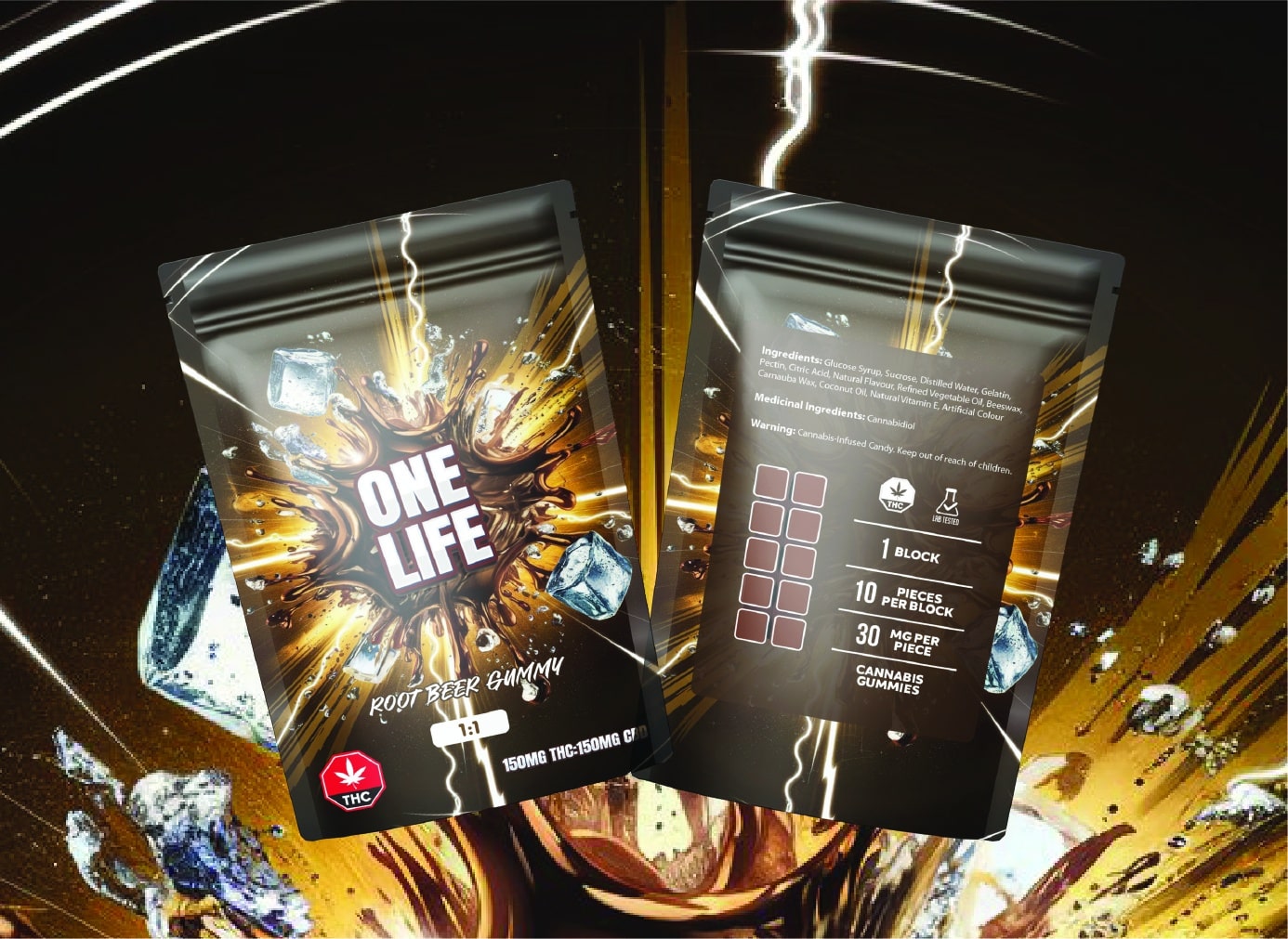 One Life Edibles - Root Beer Gummy - 150mg THC + 150mg CBD