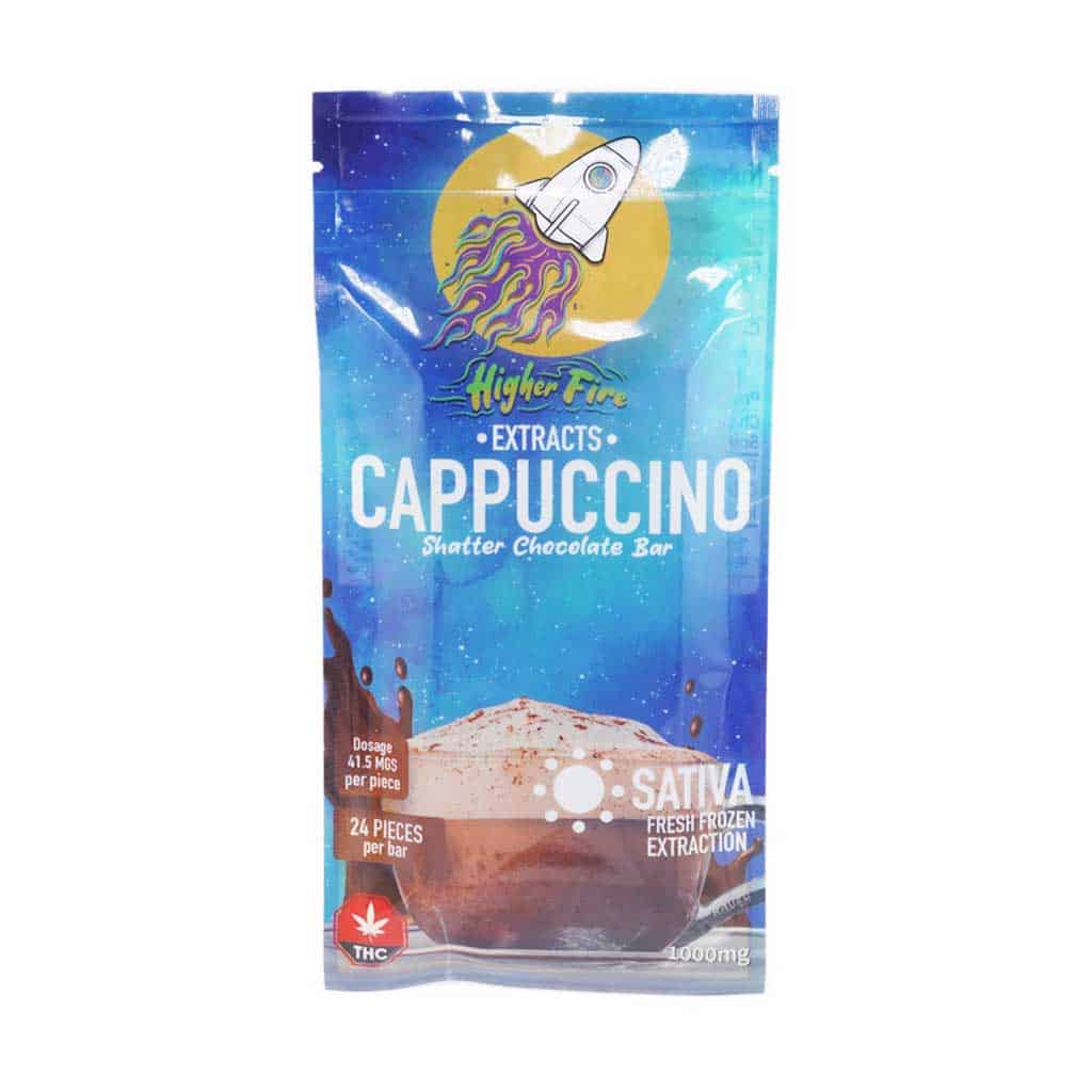 Higher Fire Extracts - Shatter Chocolate Bar - Cappuccino 1000mg THC (Sativa)