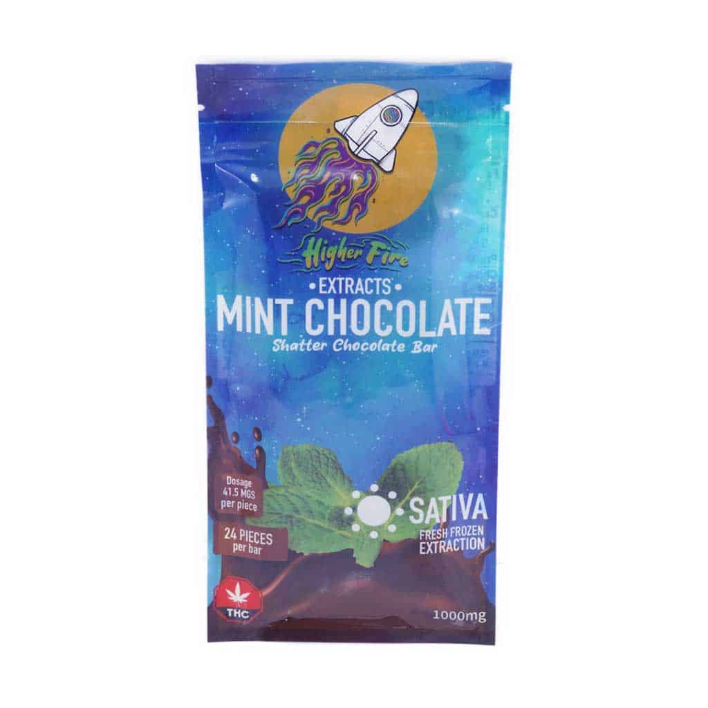 Higher Fire Extracts - Shatter Chocolate Bar - Mint 1000mg THC (Sativa)