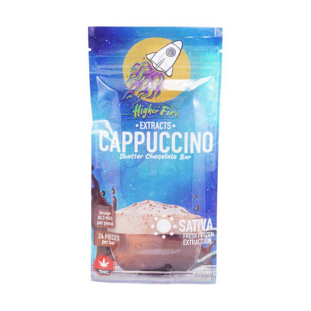 Higher Fire Extracts - Shatter Chocolate Bar - Cappuccino 2000mg THC (Sativa)