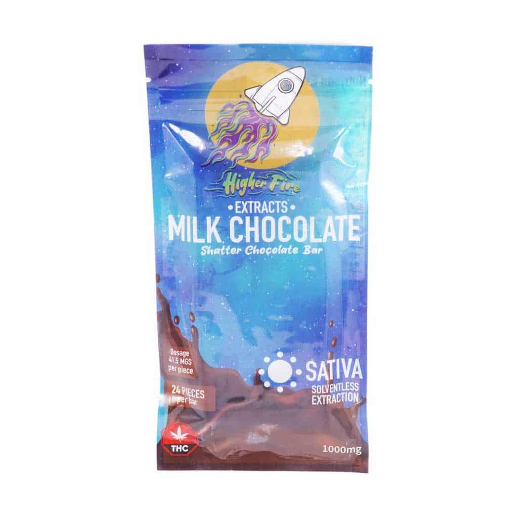 Higher Fire Extracts - Shatter Chocolate Bar - Milk 1000mg THC (Sativa)