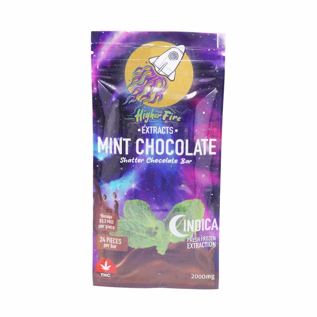 Higher Fire Extracts - Shatter Chocolate Bar - Mint 2000mg THC (Indica)