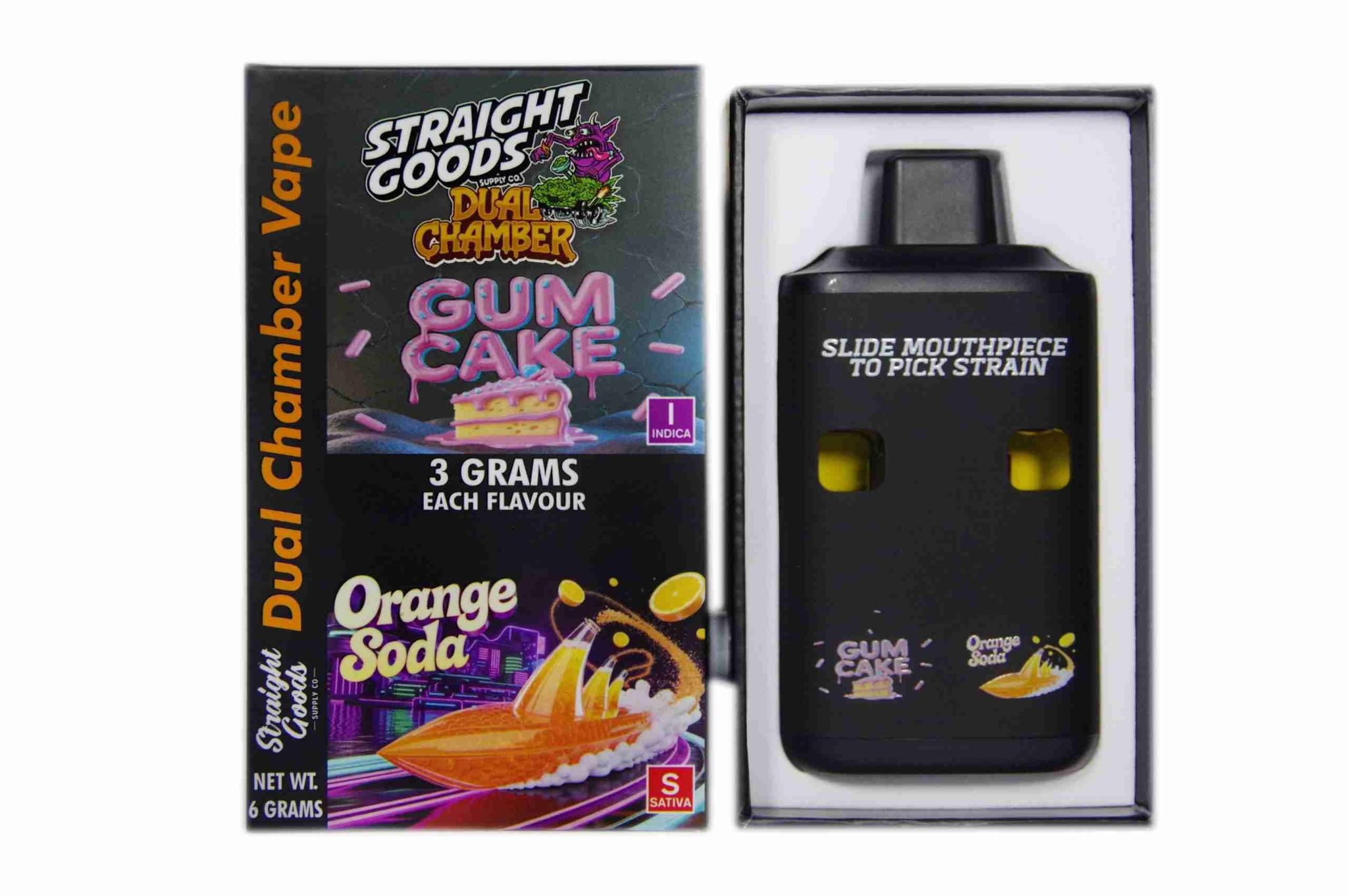 Straight Goods - Dual Chamber Vape - Gum Cake + Orange Soda (3 Grams + 3 Grams)