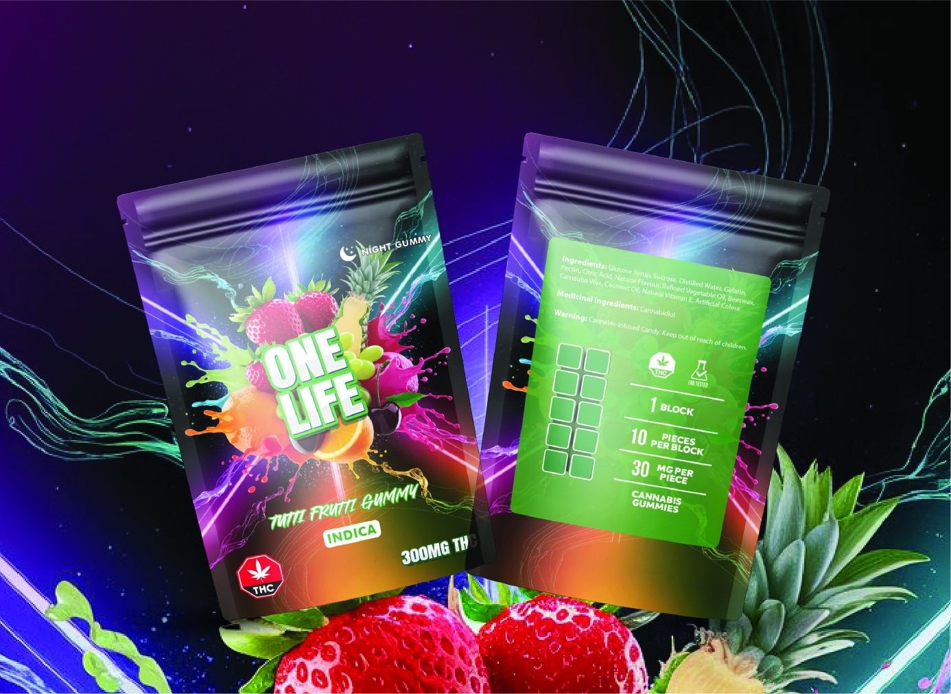 One Life Edibles - Tutti Frutti Gummy - 300mg THC (Indica)
