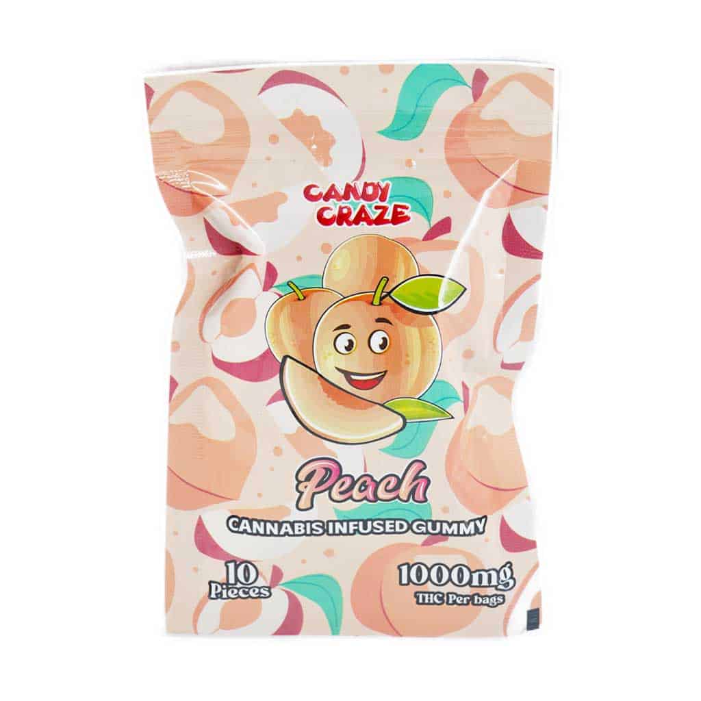 Candy Craze Edibles - Peach Gummy 1000mg THC