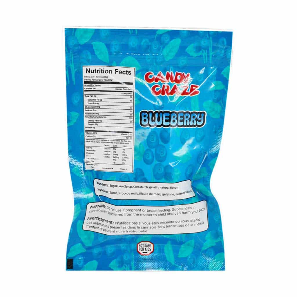 Candy Craze Edibles - Blueberry Gummy 1000mg THC - Image 3