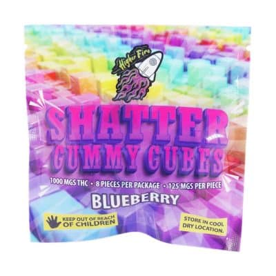 Higher Fire Extracts - Shatter Gummy Cubes - Blueberry 1000mg THC