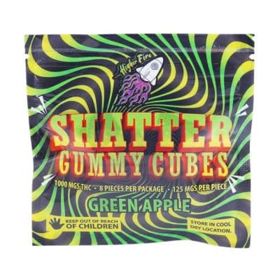 Higher Fire Extracts - Shatter Gummy Cubes - Green Apple 1000mg THC