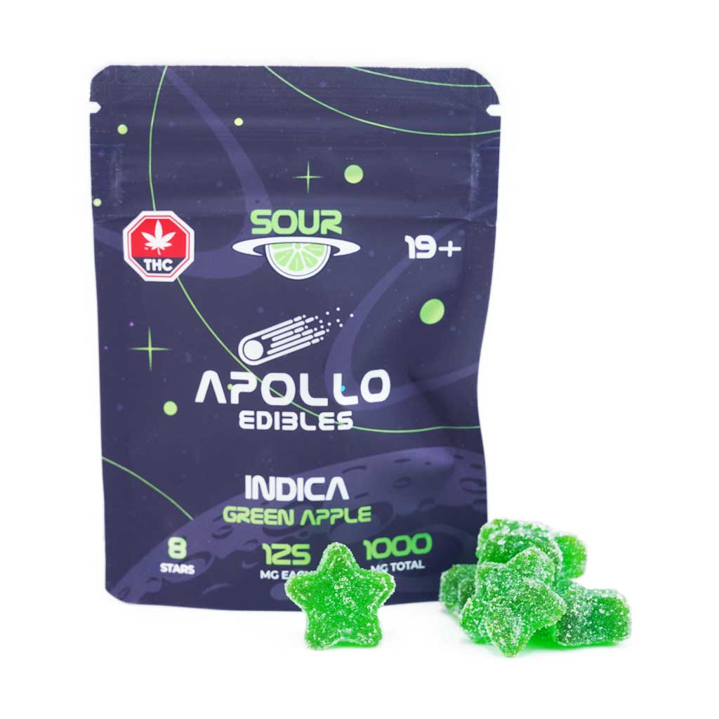 Apollo Edibles - Sour Green Apple Shooting Stars 1000mg THC Indica