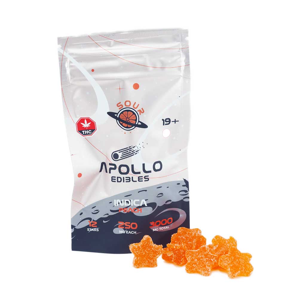 Apollo Edibles - Sour Peach Shooting Stars 3000mg THC Indica