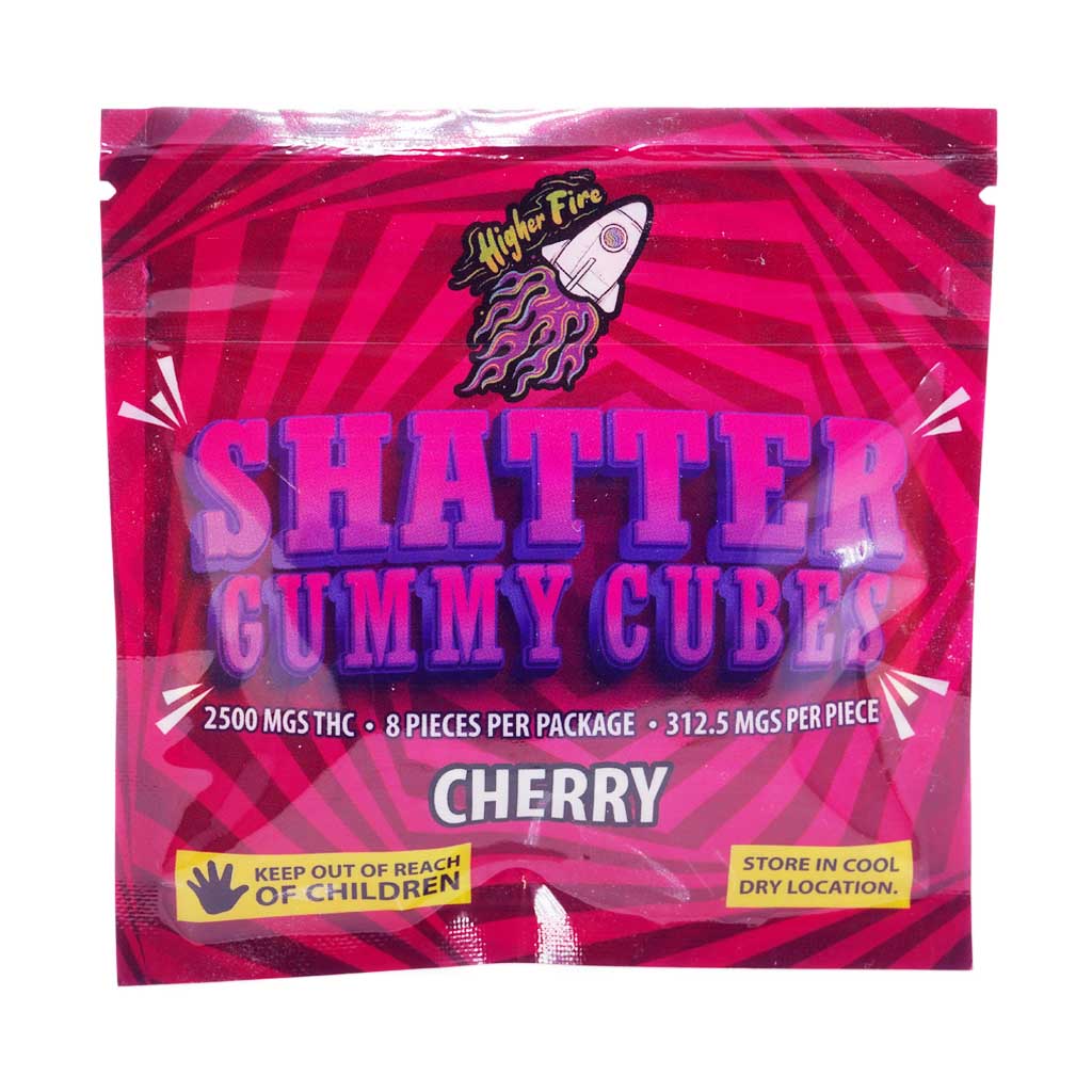 Higher Fire Extracts - Shatter Gummy Cubes - Cherry 2500mg THC