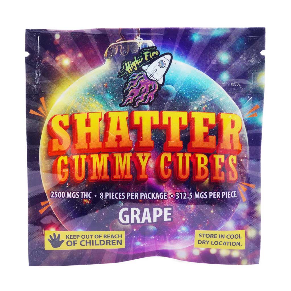 Higher Fire Extracts - Shatter Gummy Cubes - Grape 2500mg THC