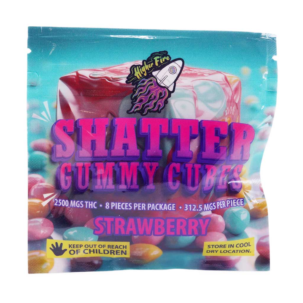 Higher Fire Extracts - Shatter Gummy Cubes - Strawberry 2500mg THC