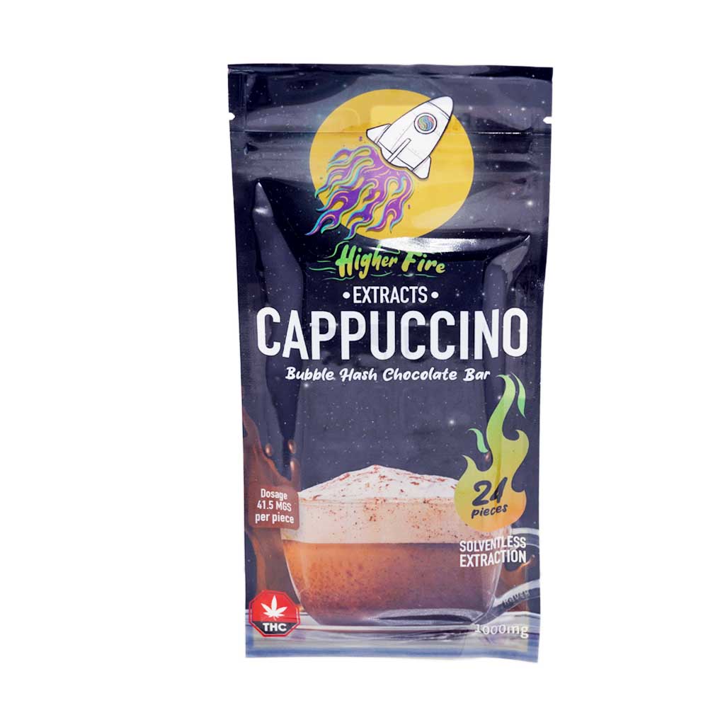 Higher Fire Extracts - Bubble Hash Chocolate Bar - Cappuccino 1000mg THC