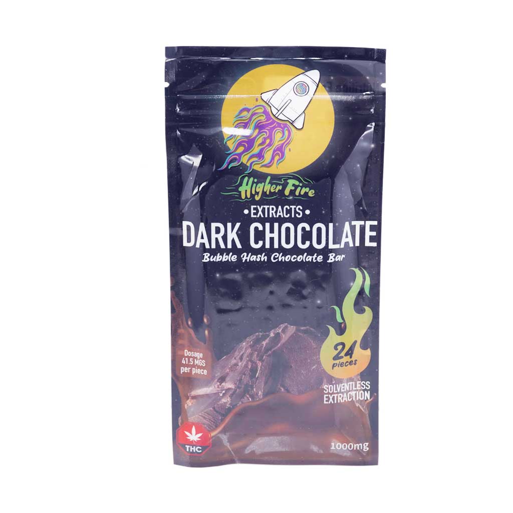 Higher Fire Extracts - Bubble Hash Chocolate Bar - Dark 1000mg THC