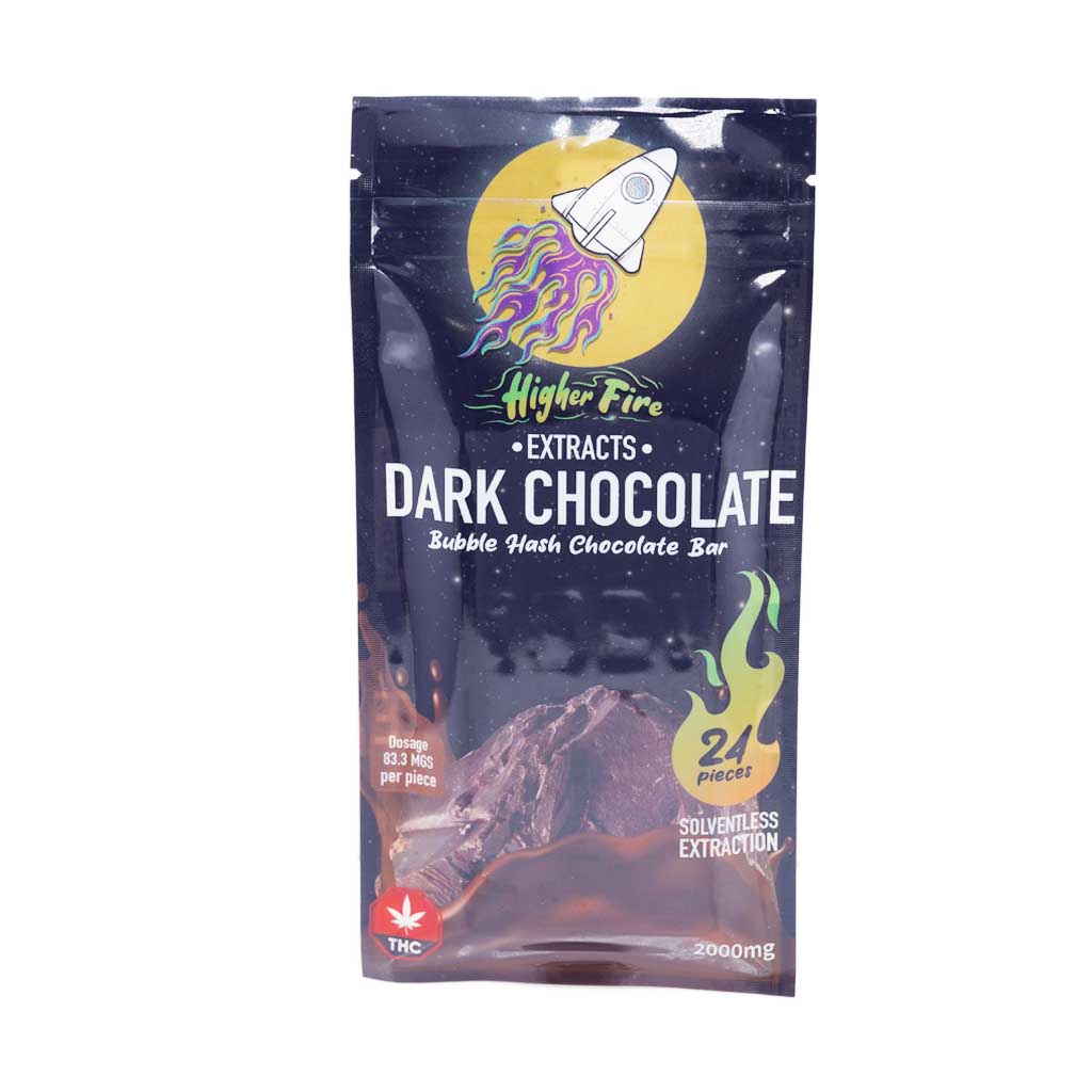 Higher Fire Extracts - Bubble Hash Chocolate Bar - Dark 2000mg THC
