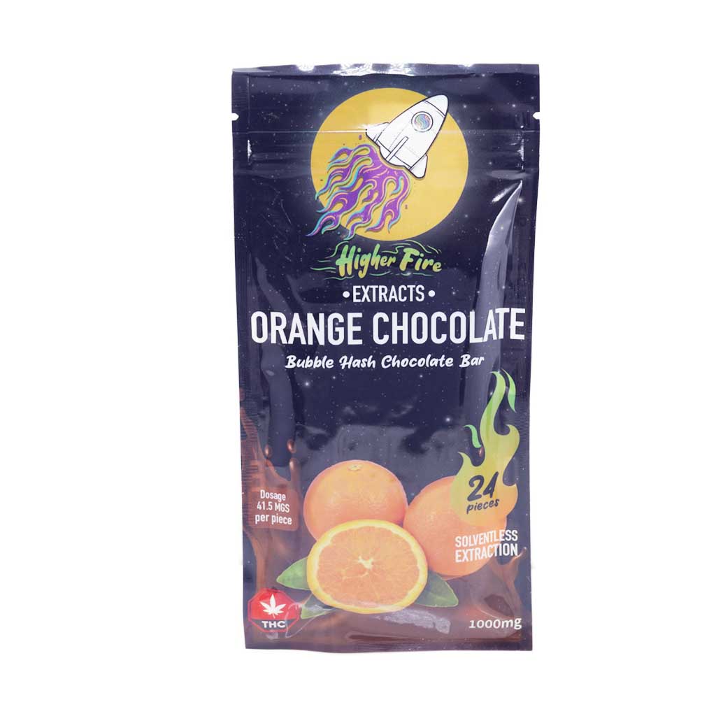 Higher Fire Extracts - Bubble Hash Chocolate Bar - Orange 1000mg THC