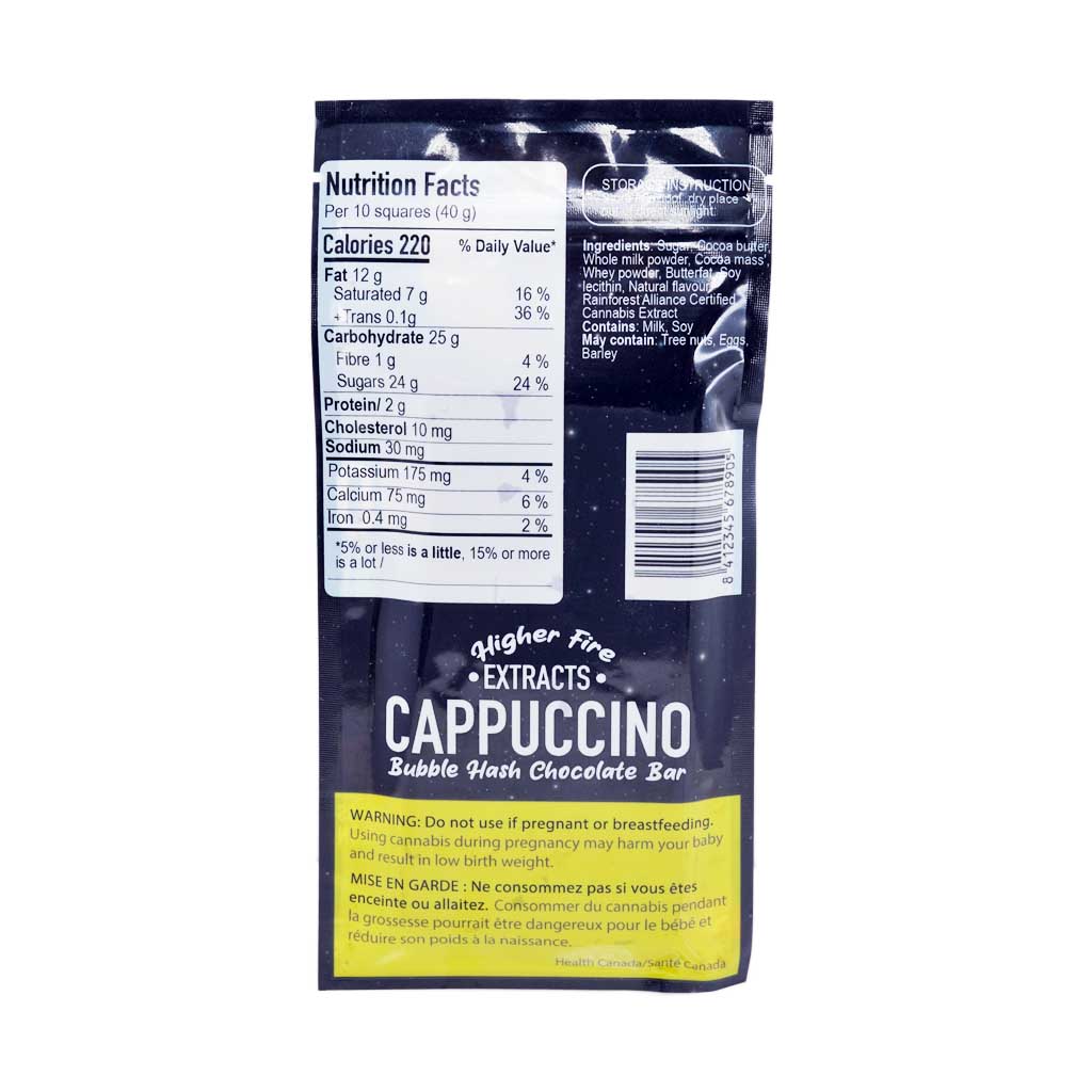 Higher Fire Extracts - Bubble Hash Chocolate Bar - Cappuccino 2000mg THC - Image 2