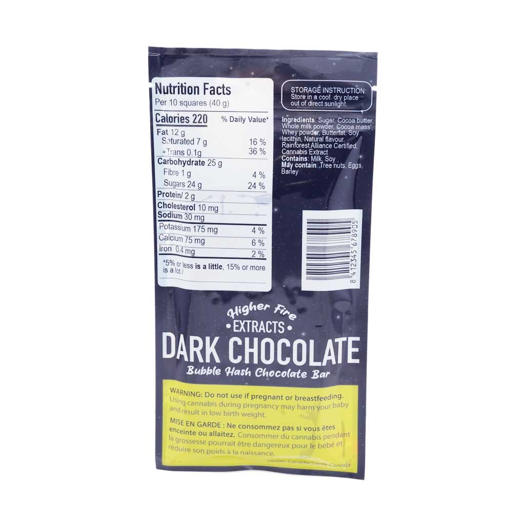 Higher Fire Extracts - Bubble Hash Chocolate Bar - Dark 1000mg THC - Image 2