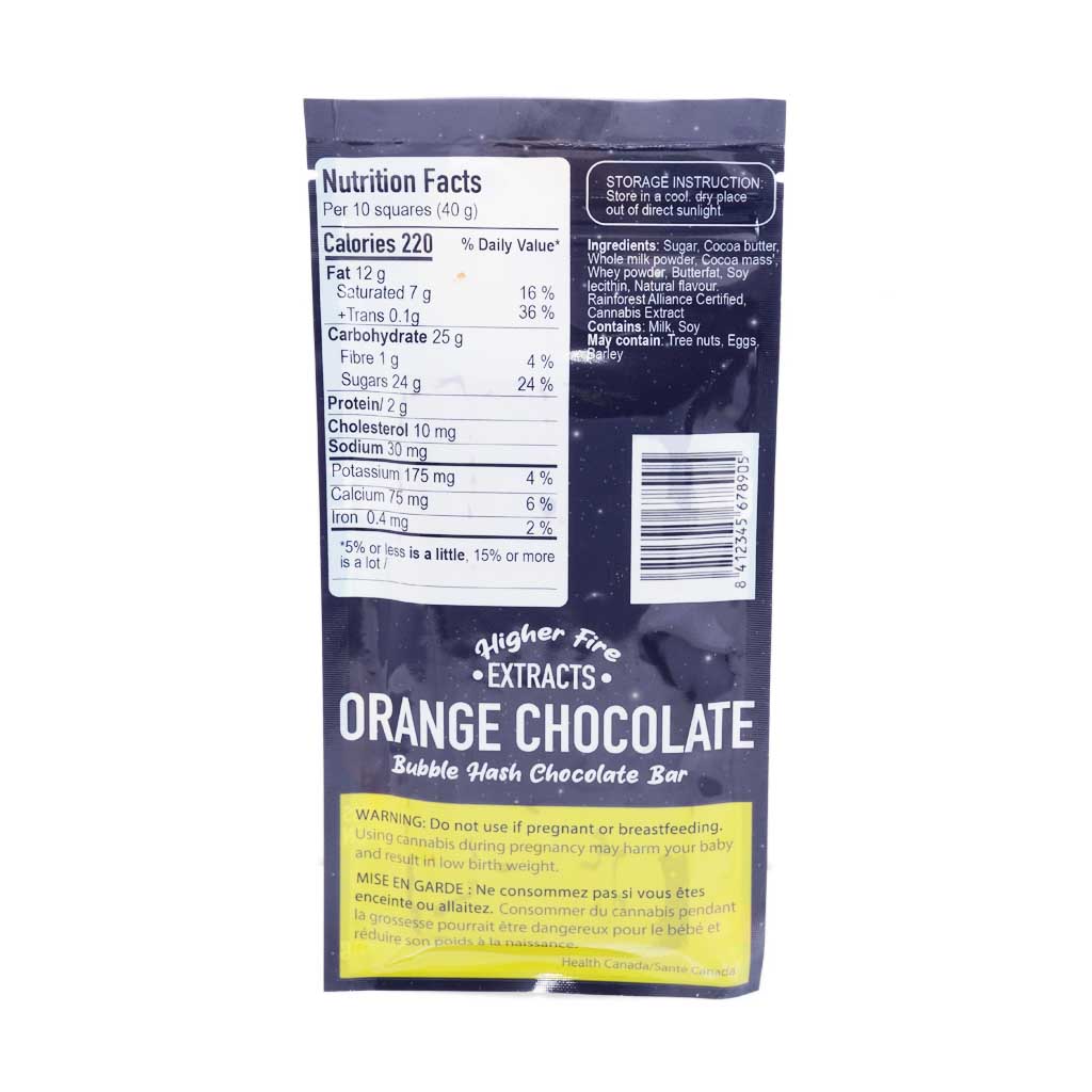 Higher Fire Extracts - Bubble Hash Chocolate Bar - Orange 1000mg THC - Image 2