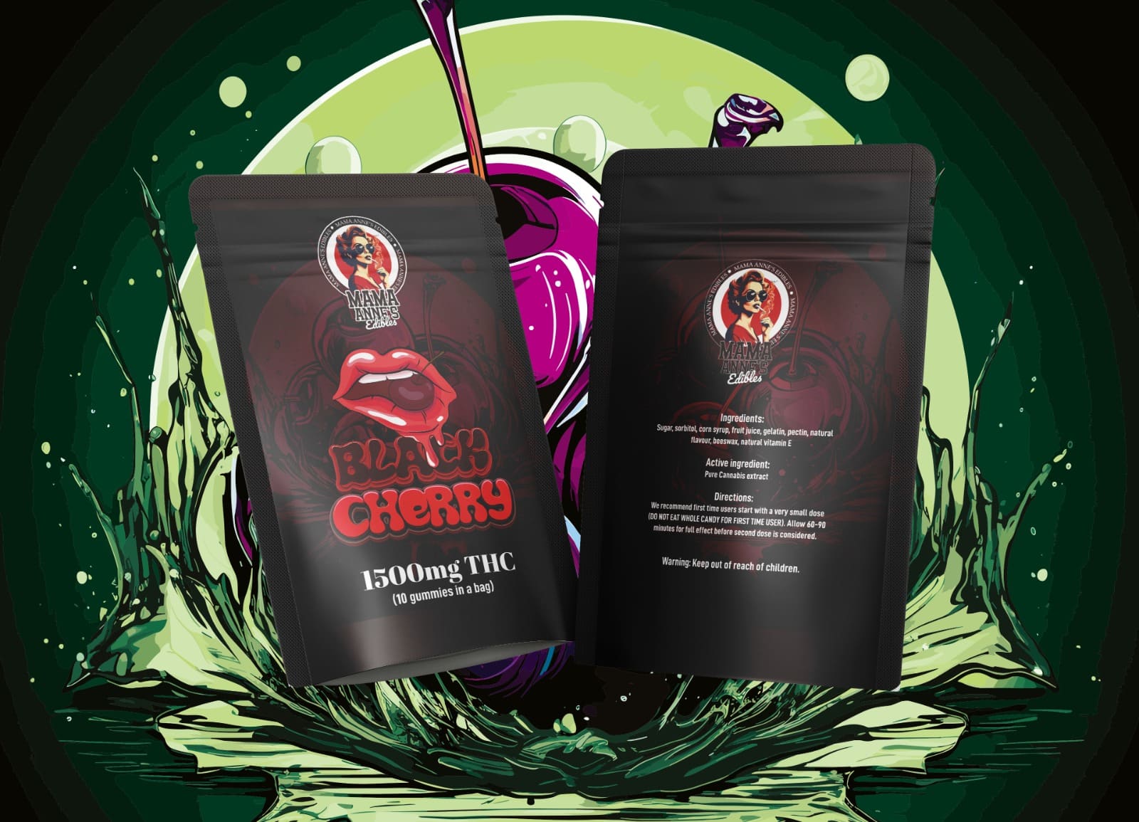 Mama Anne's Edibles - Black Cherry Gummy - 1500mg THC
