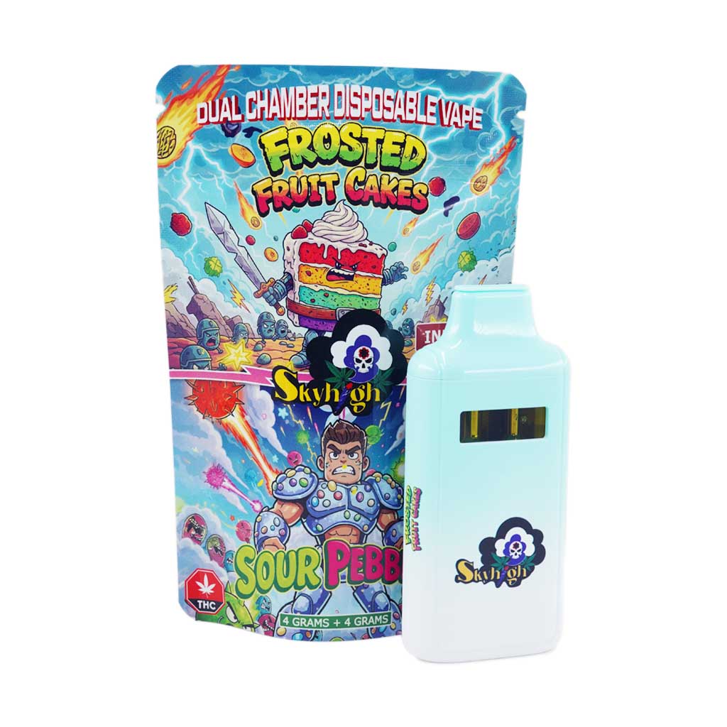 Sky High Extract - Dual Chamber Vape - Frosted Fruit Cakes (Indica) + Sour Pebbles (Sativa) - (4 Grams + 4 Grams)