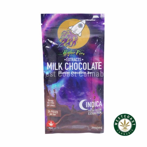 Higher Fire Extracts - Shatter Chocolate Bar - Milk Chocolate 2000mg THC (Indica)