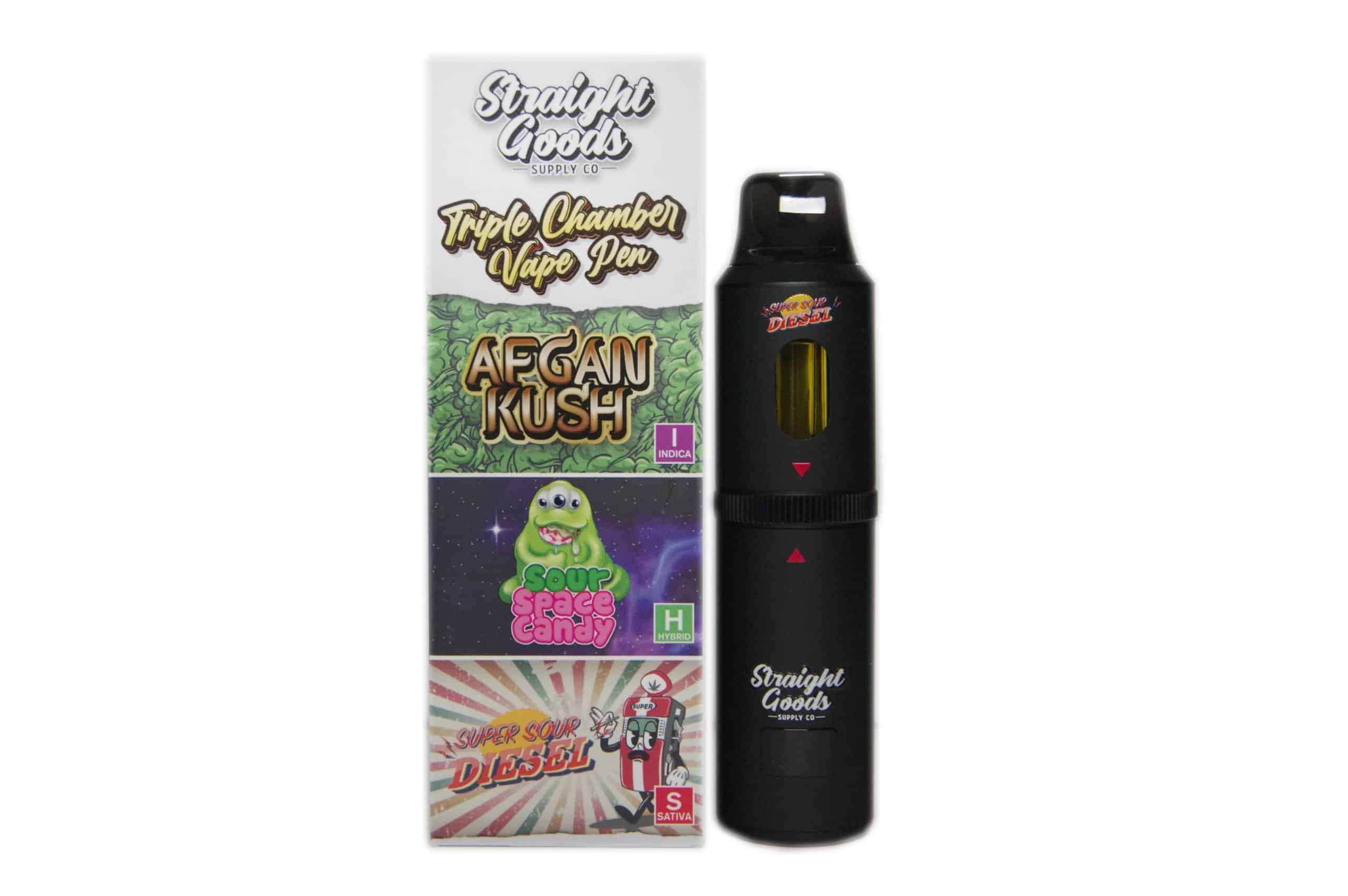 Straight Goods - Triple Chamber Vape - Afghan Kush + Sour Space Candy + Super Sour Diesel (3 Grams + 3 Grams + 3 Gram)