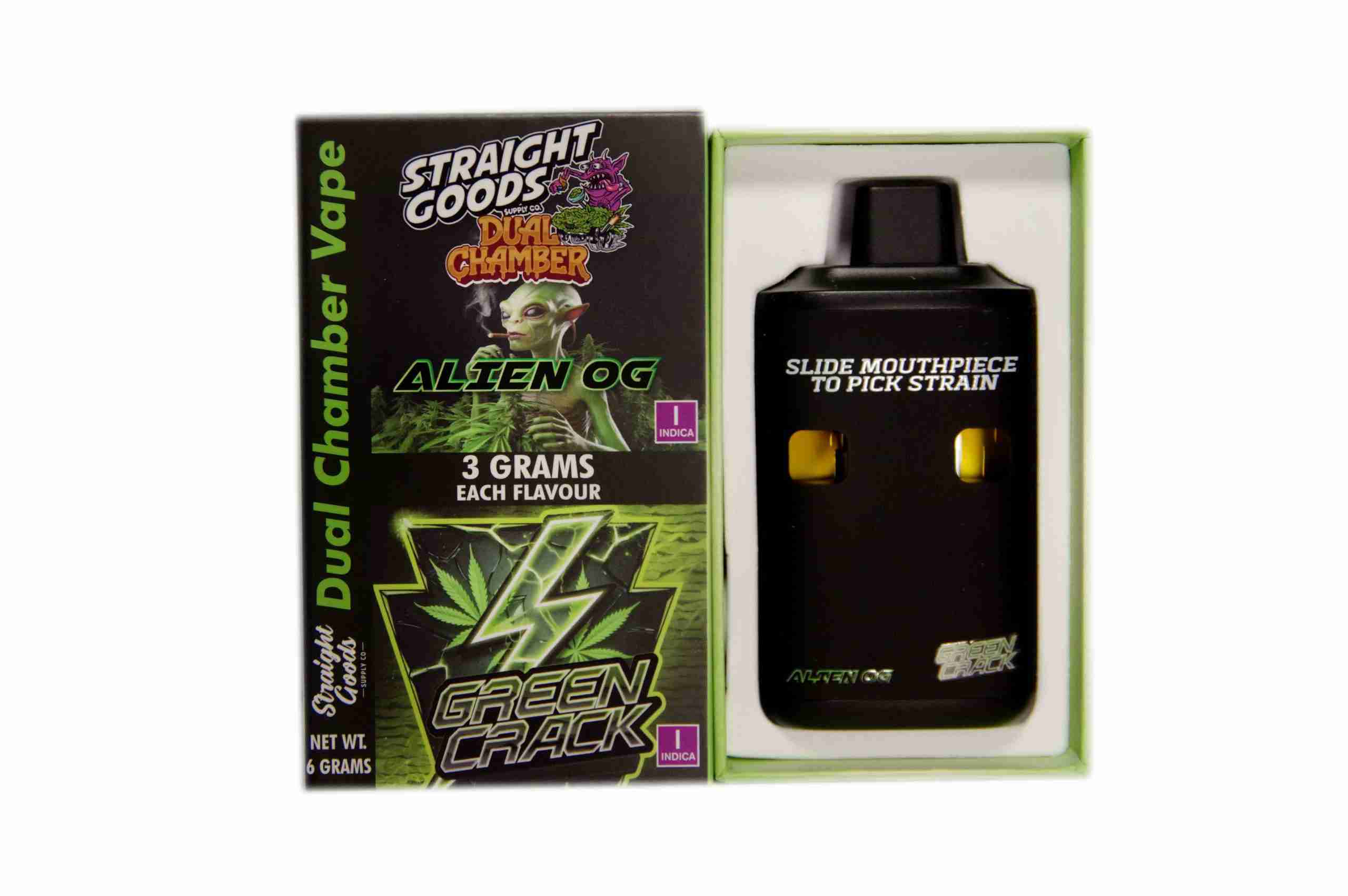Straight Goods - Dual Chamber Vape -  Alien OG + Green Crack (3 Grams + 3 Grams)