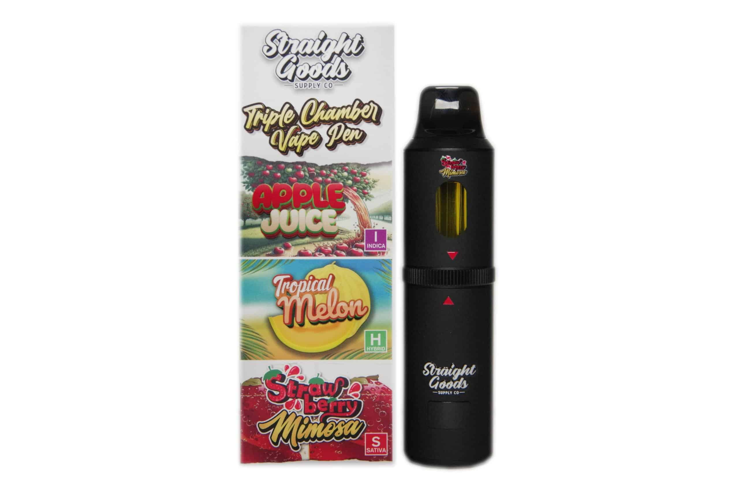 Straight Goods - Triple Chamber Vape - Apple Juice + Tropical Melon + Strawberry Mimosa (3 Grams + 3 Grams + 3 Gram)