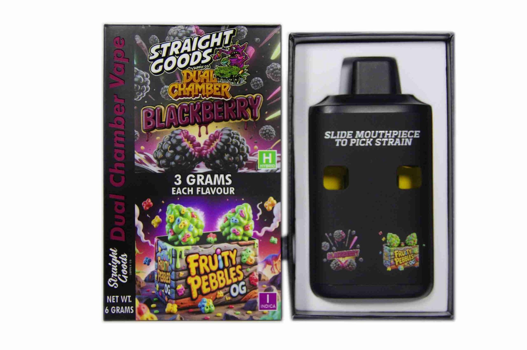 Straight Goods - Dual Chamber Vape - Blackberry + Fruity Pebbles OG (3 Grams + 3 Grams)