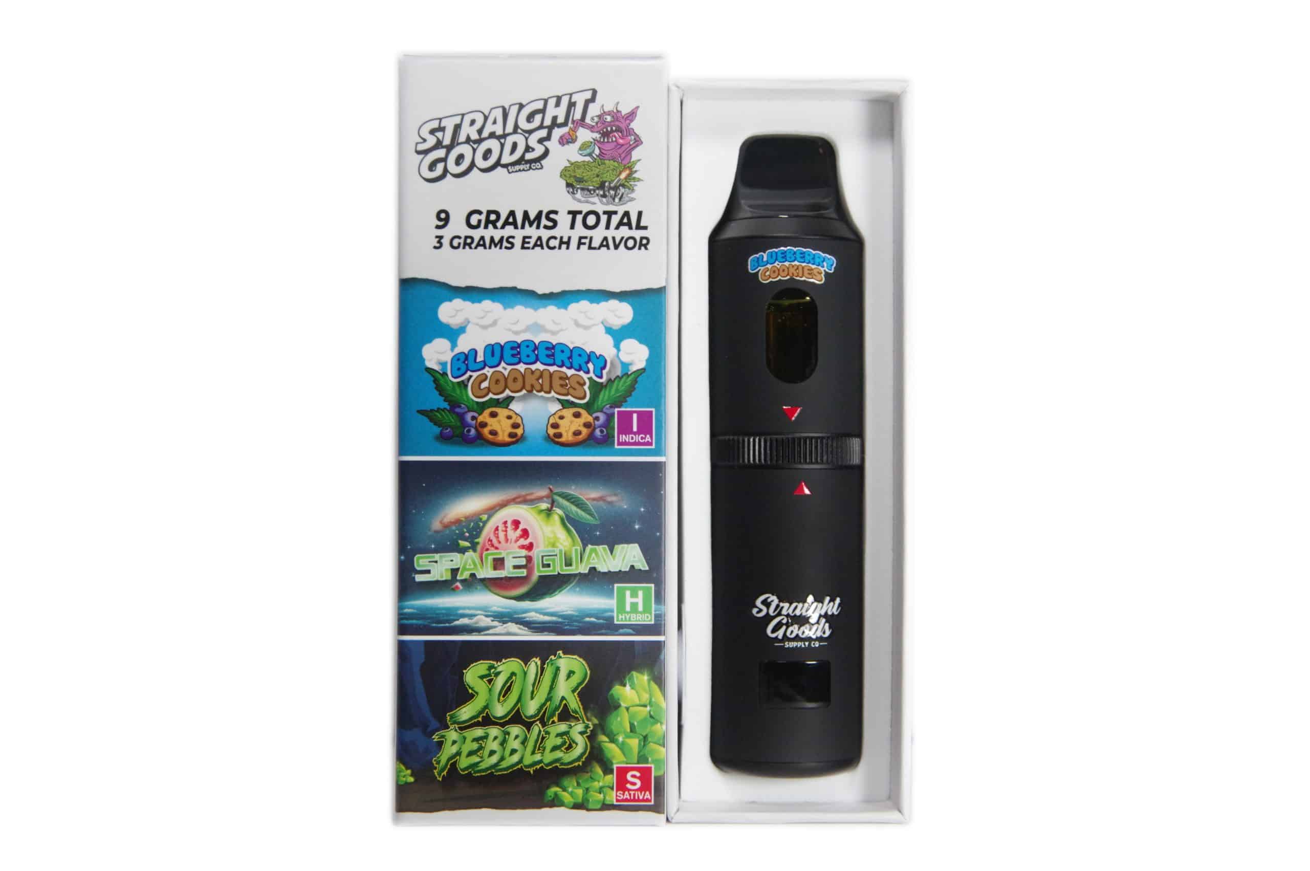 Straight Goods - Triple Chamber Vape - Blueberry Cookies + Space Guava + Sour Pebbles (3 Grams + 3 Grams + 3 Gram)